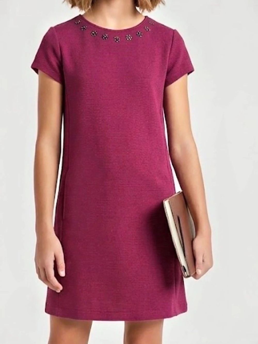 Zara Girls' Embellished Neckline Mini Dress in Pink Size 14/16